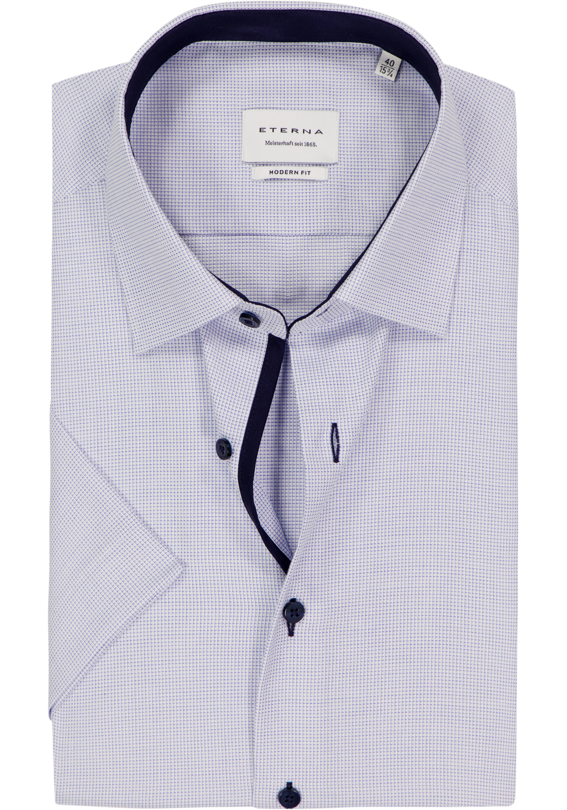 ETERNA modern fit overhemd, korte mouw, structuur heren overhemd, lichtblauw met wit (donkerblauw contrast) ETERNA modern fit overhemd, korte mouw, structuur heren overhemd, lichtblauw met wit (donkerblauw contrast)